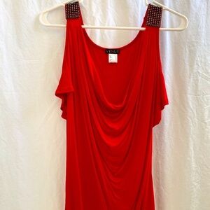 Women's Blouse - Shirt - Cold-Shoulder - Size: 12 Large - Red